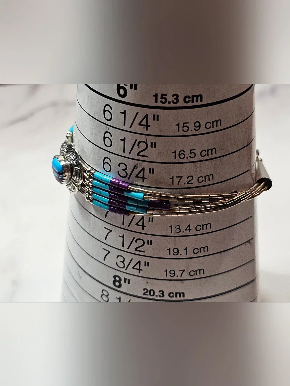 Sterling Liquid Silver Heart Concho Bracelet with Inlaid Stone